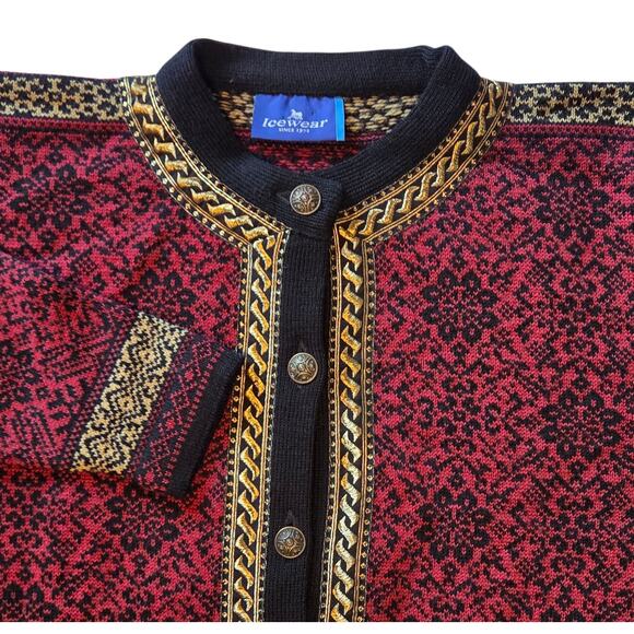 Icewear Wool Cardigan Sweater Vintage Norwear Nordic Button Down Gold Accents M - Picture 2 of 11